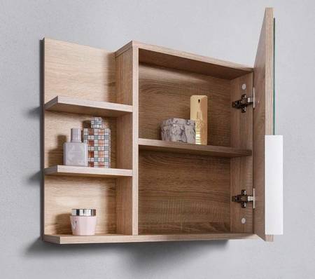 Oak sonoma mirror cabinet with shelves, bathroom mirror,led