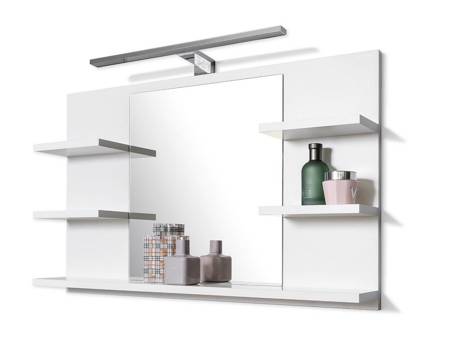 White mirror with shelves, bathroom mirror